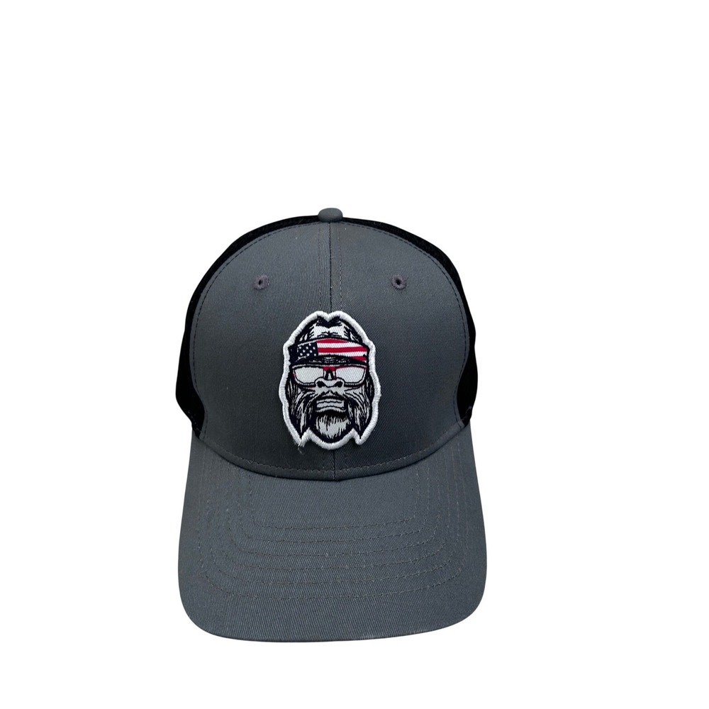 Infinity Headwear Trucker Hat OSFM Grey Sasquatch Bigfoot USA Patch Mens